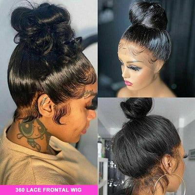 Pre Plucked 360 Transparent Lace Frontal Wig With Baby Hair Straight Human Hair Wigs - Kisslove Hair