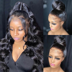 Grade 14A Body Wave 360 Transparent Lace Frontal Wigs Pre Plucked With Baby Hair - KissLove Hair