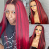 Black Hair With Red Highlights 13x4 & 13x6 Lace Front Human Hair Wigs- KissLove Hair