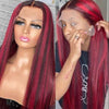 Black Hair With Red Highlights 13x4 & 13x6 Lace Front Human Hair Wigs- KissLove Hair