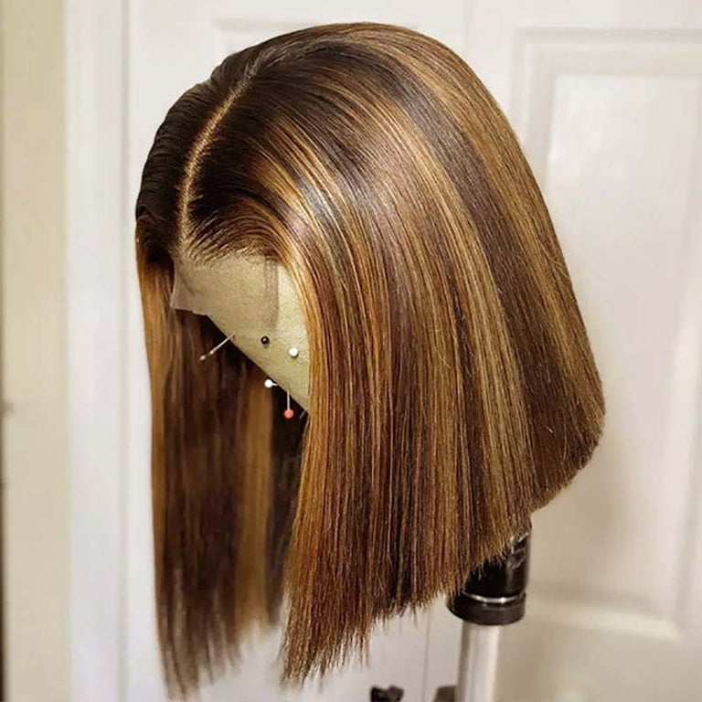 Highlight Bob Wig 13x4 Transparent Lace Front Human Hair Wigs Straight Hair - KissLove Hair