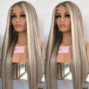 MilkTea Honey Blonde Straight/ 3D Body Wave 13x4 HD Transparent Lace Front Human Hair Wigs - KissLove Hair