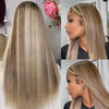 MilkTea Honey Blonde Straight/ 3D Body Wave 13x4 HD Transparent Lace Front Human Hair Wigs - KissLove Hair