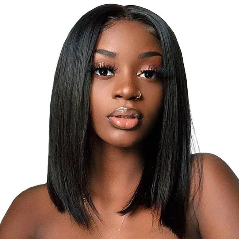 Short Bob Wig Straight Hair Glueless 4x4 Transparent Lace Front Human Hair Wigs - KissLove Hair
