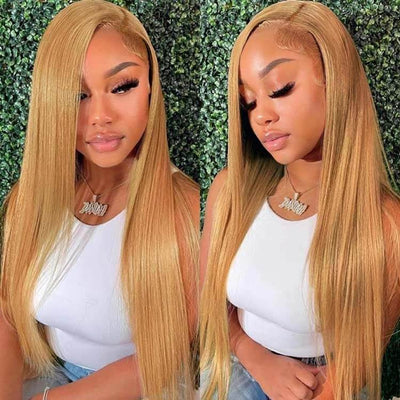 #27 Light Brown Wig 5x5 13x4 13x6 Lace Front Wigs Brazilian Straight Human Hair Wigs - KissLove Hair