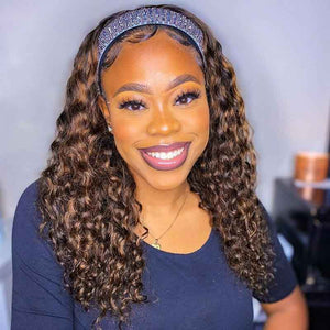 Highlight Wig Deep Wave Human Hair Headband Wigs - KissLove Hair