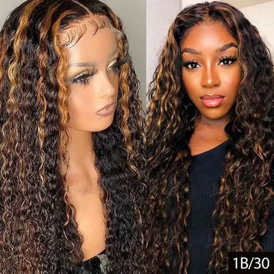 5*5 Transparent HD Lace Wig Highlight Deep Wave Wig Brazilian Virgin Human Hair Wigs - KissLove Hair