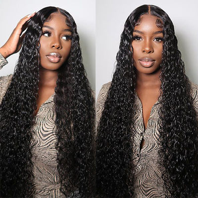 Double Drawn Crimped Hair 5*5 HD Lace Wig Water Wave 14A Brazilian Virgin Human Hair Wigs - Kisslove Hair