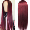 4*4 Transparent Lace Closure Wig Glueless Brazilian 99j Burgundy Colored Straight Virgin Human Hair Wigs - KissLove Hair
