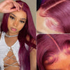 4*4 Transparent Lace Closure Wig Glueless Brazilian 99j Burgundy Colored Straight Virgin Human Hair Wigs - KissLove Hair