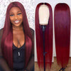 4*4 Transparent Lace Closure Wig Glueless Brazilian 99j Burgundy Colored Straight Virgin Human Hair Wigs - KissLove Hair