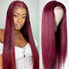 4*4 Transparent Lace Closure Wig Glueless Brazilian 99j Burgundy Colored Straight Virgin Human Hair Wigs - KissLove Hair