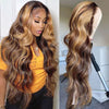 13x4 Ombre Highlight Wig 3D Body Wave Transparent Lace Front Human Hair Wigs - KissLove Hair