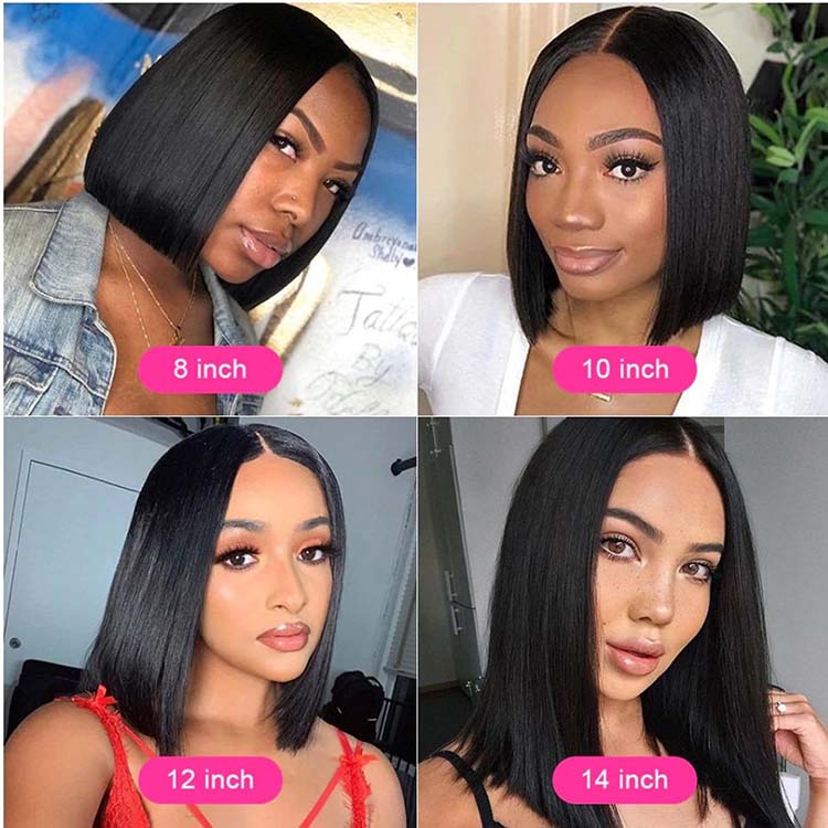 Short Bob Wigs Brazilian Straight Hair Lace Front Wig- KissLove Hair