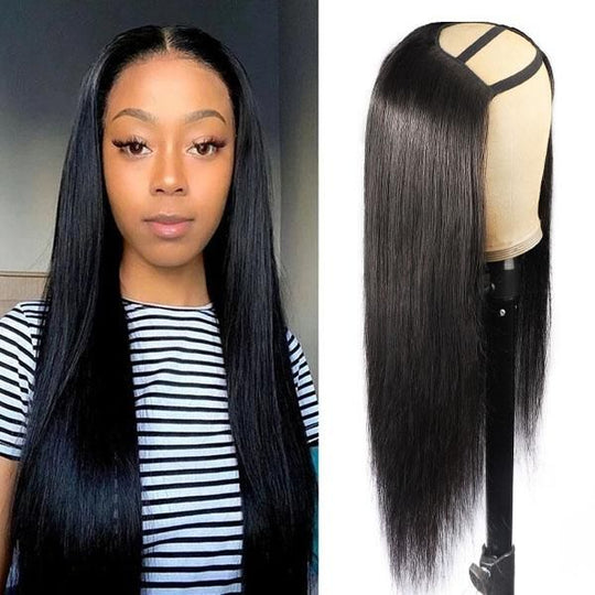 U Part Wig 10A Brazilian Straight Human Hair Wigs - KissLove Hair