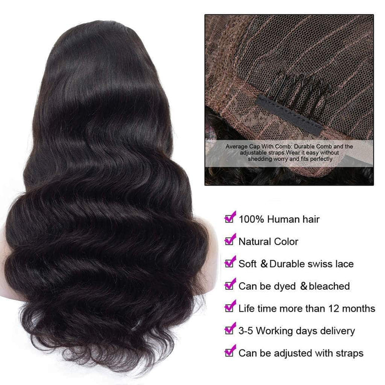 Body Wave Human Hair 4*4/5*5 Lace Closure Wigs With Baby Hair-KissLove Hair