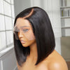 Black Bob Wig C Type Side Part 13x4x1.5 Lace Wig Silky Straight Virgin Human Hair Wigs - KissLove Hair