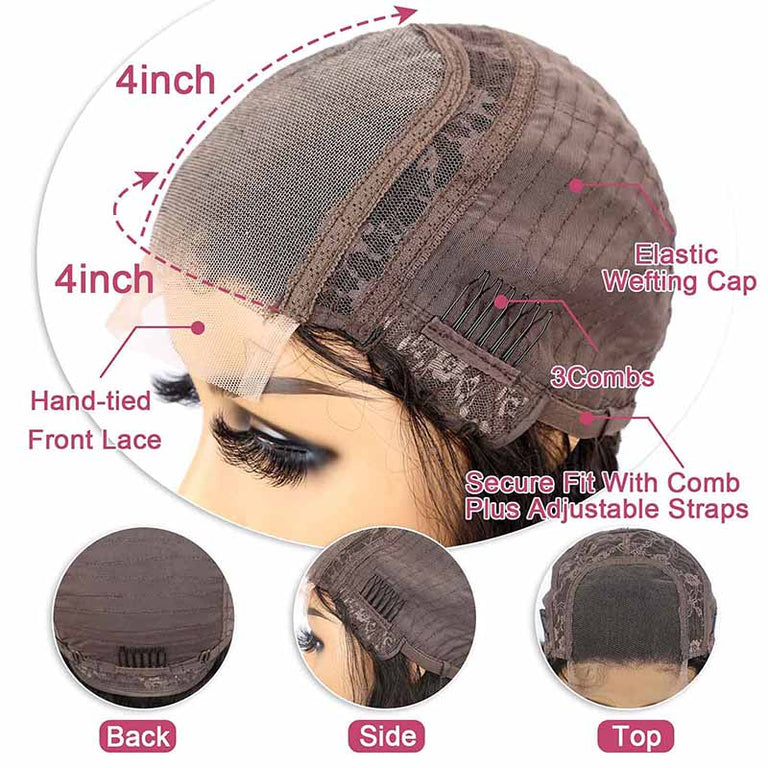 Short Bob Wig Straight Hair Glueless 4x4 Transparent Lace Front Human Hair Wigs - KissLove Hair