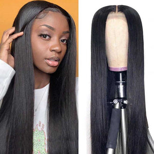 4*4 Transparent Lace Closure Wig Glueless Brazilian Straight Virgin Human Hair Wigs - KissLove Hair