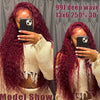 99J Dark Red Hair Deep Curly Burgundy Wig 13x4 13x6 360 Transparent Lace Human Hair Wigs - KissLove Hair