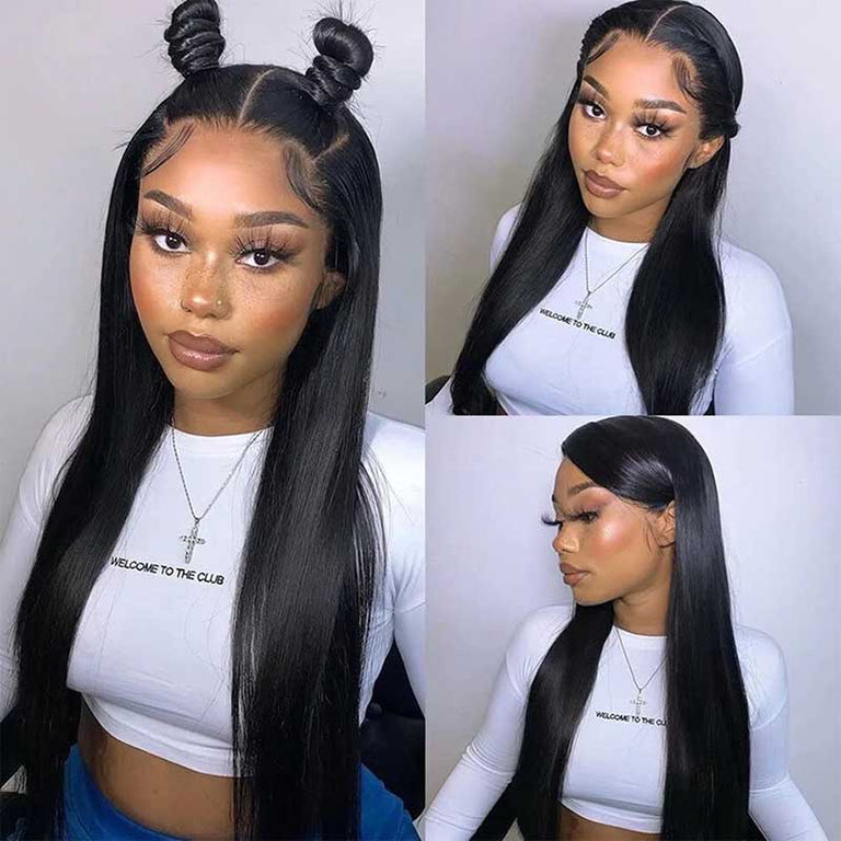 13x4 HD Lace Front Wig Bone Straight Transparent Lace Wigs 14A Double Drawn Hair - KissLove Hair