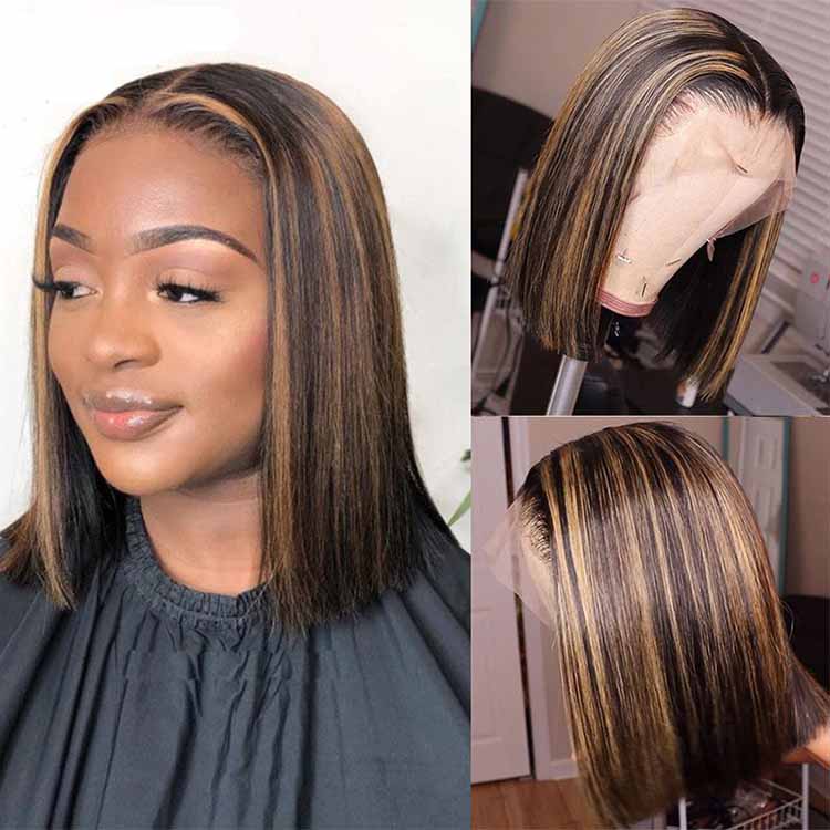 Highlight Bob Wig 13x4 Transparent Lace Human Hair Wigs- KissLove Hair