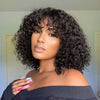 [Wear & Go] Bob Wig With Bangs Jerry Curly Hair Glueless Wig 100% Human Hair - KissLove Hair