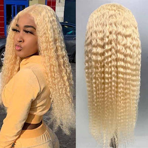 5*5 6*6 HD Lace Wig 613 Blonde Hair Deep Curly Wave Brazilian Human Hair Wigs - Kisslove Hair