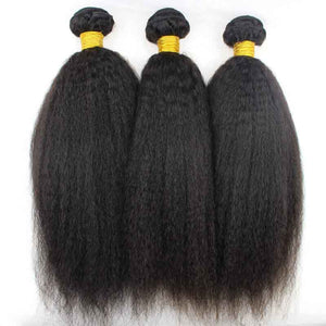 Brazilian Kinky Straight Virgin Human Hair Weave Bundle Deals 9A - KissLove Hair