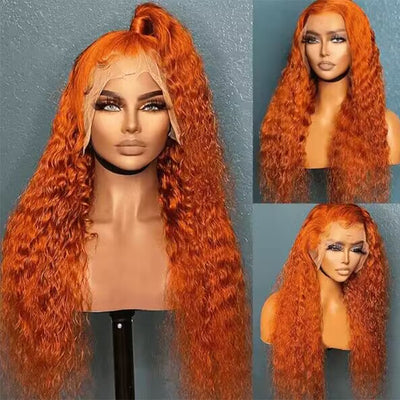 13x6 Transparent HD Lace Front Wig Brazilian Ginger Deep Wave Virgin Human Hair Lace Wigs - KissLove Hair