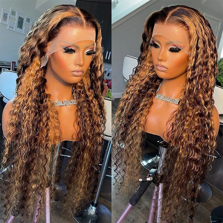Highlight Wig Deep Wave 13x6 HD Lace Frontal Virgin Human Hair Wigs - KissLove Hair