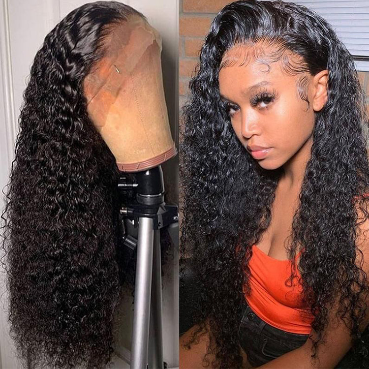 Jerry Curly Wave Wig 13x6 Transparent HD Lace Front Wigs 14A Double Drawn Hair - KissLove Hair