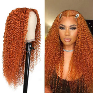 Ginger Orange Color Glueless 5X5 HD Closure Lace Wig Deep Wave Human Hair Wigs - KissLove Hair