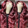4x4 Transparent Lace Closure Wig Glueless Brazilian 99j Burgundy Colored 3D Body Wave Virgin Human Hair Wigs - KissLove Hair