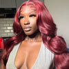 4x4 Transparent Lace Closure Wig Glueless Brazilian 99j Burgundy Colored 3D Body Wave Virgin Human Hair Wigs - KissLove Hair