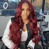 4x4 Transparent Lace Closure Wig Glueless Brazilian 99j Burgundy Colored 3D Body Wave Virgin Human Hair Wigs - KissLove Hair