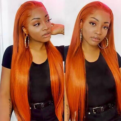 Ginger Orange Pre Plucked 360 Transparent Lace Frontal Wig Silky Straight Human Hair Wigs - Kisslove Hair