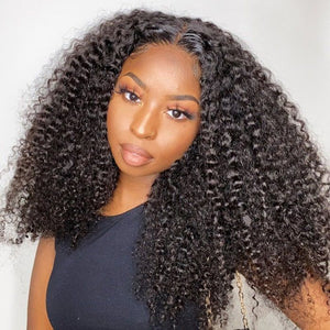 Kinky Curly Wave Wig 13x6 Transparent HD Lace Front Wigs 14A Double Drawn Hair - KissLove Hair