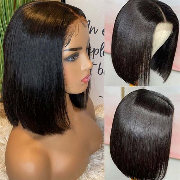 Short Bob Wig Straight Hair Glueless 4x4 5x5 Transparent Lace Front Human Hair Wigs - KissLove Hair